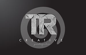 TR T R Letter Logo with Zebra Lines Texture Design Vector.