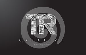 TR T R Letter Logo with Zebra Lines Texture Design Vector. photo