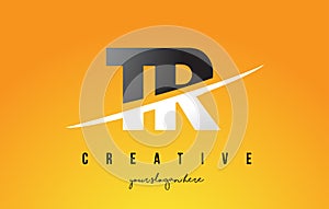 TR T R Letter Modern Logo Design with Yellow Background and Swoosh. photo