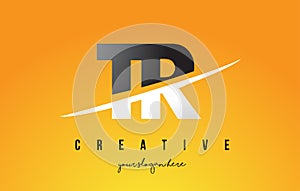 TR T R Letter Modern Logo Design with Yellow Background and Swoosh.