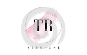 TR T R Watercolor Letter Logo Design with Circular Brush Pattern