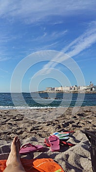 Trabajando en la playa