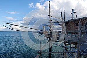 A Trabucco or fishing trap used as a typical restaurant with fish-based cuisine.