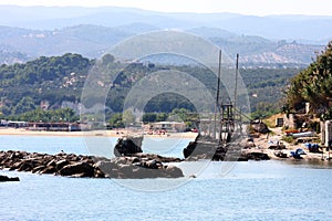 Trabucco near Vieste in the Adriatic Sea, Italy