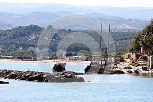Trabucco near Vieste in the Adriatic Sea, Italy photo
