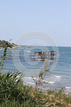 A trabucco fishing hut on the Italian Adriatic coast.