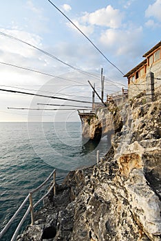 Trabucco on the sunset in Pugli