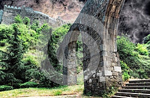 Trabzon, Turkey. Ancient ruined mystical castle against the sky