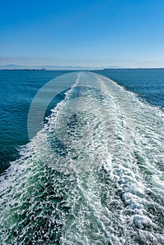 Trace of a big vessel in Pacific ocean neaby Vancouver, British Columbia