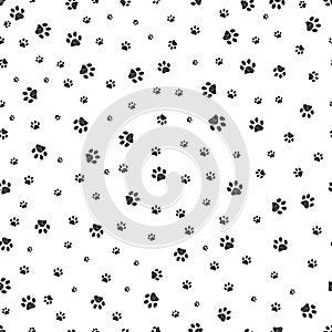 Trace brown doodle paw prints seamless pattern