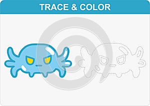 Trace and Color Educational Game For Children Printable Sheet To Play With Kids