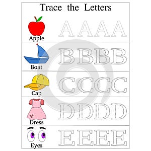 Trace the letters alphabets worksheet for kindergarten preschool