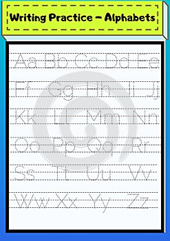 Trace the letters alphabets worksheet for kindergarten preschool. Upper case lower case photo