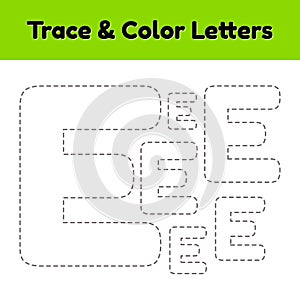 Trace line letter for kindergarten and preshool kids. Write and color.
