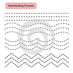 Trace line worksheet for kids. Basic writing. Working pages for children. Preschool or kindergarten worksheet.