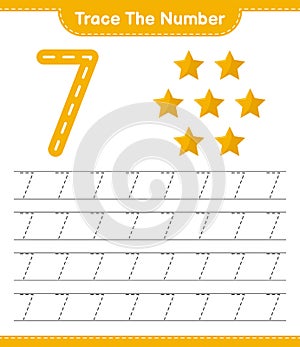 Trace the number. Tracing number with Stars. Educational children game