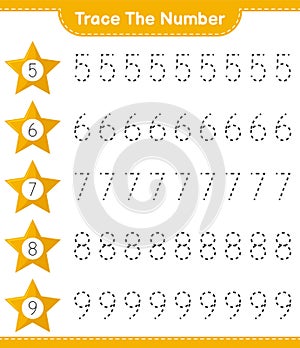 Trace the number. Tracing number with Stars. Educational children game