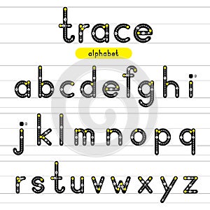 Trace rounded alphabet lowercase letters.