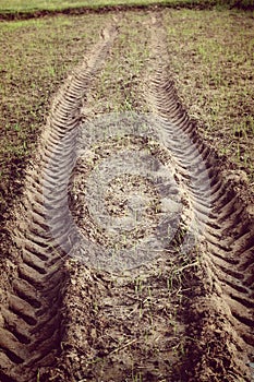 Trace of tyre in the sand