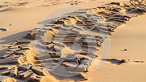 Trace of wheels on the sand