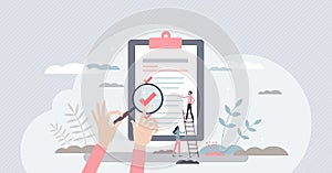 Traceability and product quality control with tracking tiny person concept photo