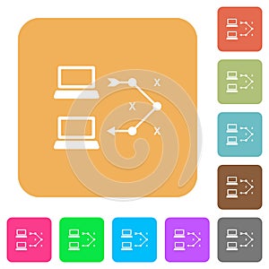 Traceroute remote computer rounded square flat icons