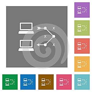 Traceroute remote computer square flat icons