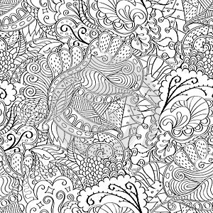 Tracery mehndi curved ornament. Ethnic motif, monochrome binary harmonious doodle texture. Black and white. Vector.