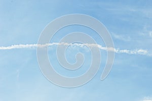 Traces of planes and clouds in the sky