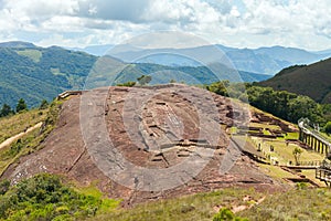 Traces and remnants of an ancient civilization. Archaeological site of El Fuerte de Samaipata, Bolivia