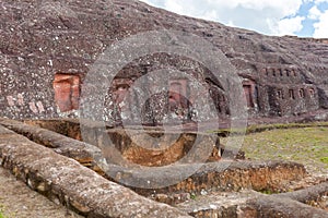 Traces and remnants of an ancient civilization. Archaeological site of El Fuerte de Samaipata, Bolivia photo