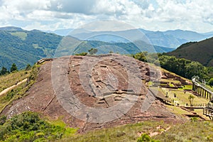 Traces and remnants of an ancient civilization. Archaeological site of El Fuerte de Samaipata, Bolivia photo