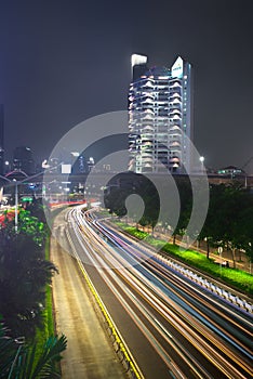Traces of vehicle lights in the city of Jakarta are very interesting