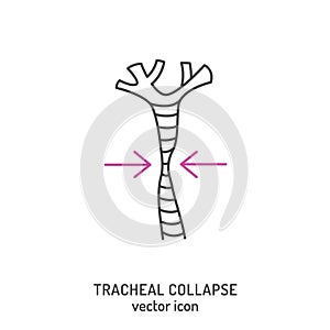 Tracheal collapse icon, sign. Medical pictogram. Trachea disorder.