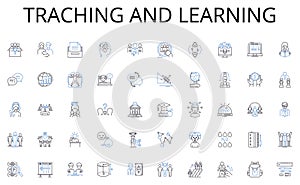 Traching and learning line icons collection. Inquisitive, Knowledgeable, Insightful, Perceptive, Analytical, Observant