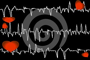 Tracing of the cardiogram with heart photo