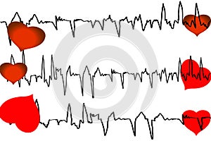 Tracing of the cardiogram with heart photo