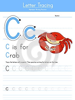 Tracing letter C for Kids
