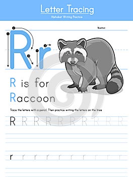 Tracing letter R for kids