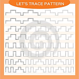 Tracing Lines Activity For Early Years. Special for preschool kids. Worksheet for practicing fine motor skills Tracing