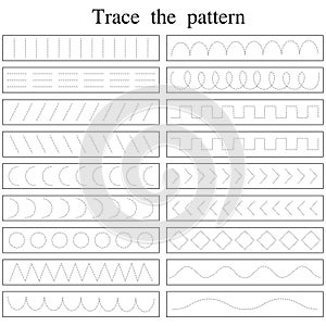 Tracing lines with early education worksheet for kids