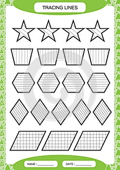 Tracing Lines. Kids education. Preschool worksheet. Basic writing. Kids doing worksheets. Fine motor skills. Waves and