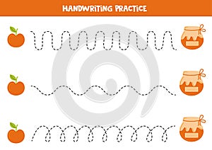 Tracing lines for kids. Hand drawn jams. Writing practice