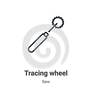 Tracing wheel outline vector icon. Thin line black tracing wheel icon, flat vector simple element illustration from editable sew