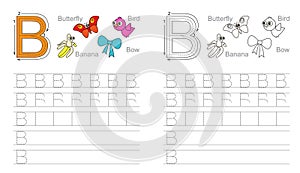 Tracing worksheet for letter B