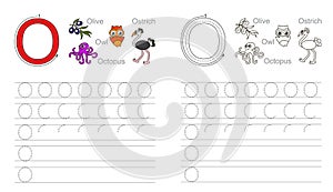 Tracing worksheet for letter O