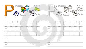 Tracing worksheet for letter P