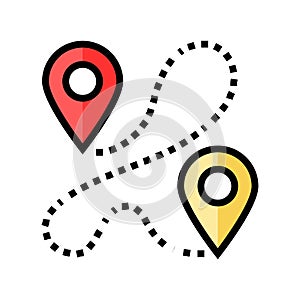 track airplane pointer map color icon vector illustration