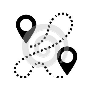 track airplane pointer map glyph icon vector illustration