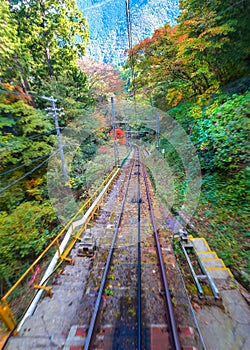 Track of Cable car to Koyasan in Wakayama